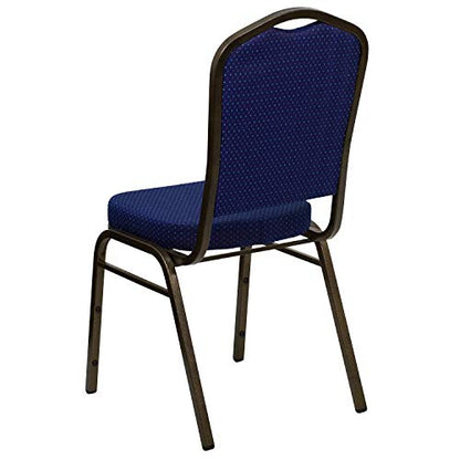 Flash Furniture Hercules Crown Back Stackable Banquet Chair, Navy Blue | Gold Vein Frame, Fabric Upholstery - color: Navy Blue Patterned Fabric/Gold Vein Frame, size: Set of 1