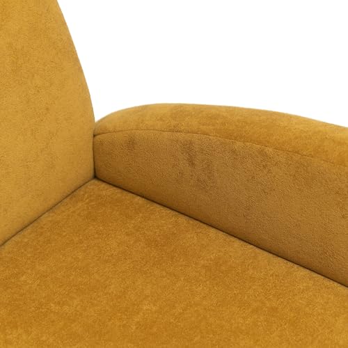 33" Velvet Fabric Modern Comfort Lazy Cloud Chair, Upholstered Deep Seat Single Sofa with Birch Legs, Fashion Lounge Chair with Slim Design for Living Room, Brown Yellow - color: Brown Yellow