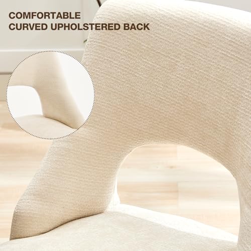 UVV Wooden Dining Chairs Set of 2, Mid Century Modern Fabric Upholstered Dining Room Chair Kitchen Chairs, Farmhouse Dinner Chair with Solid Wood Legs for Kitchen Dining Room, Beige - color: Beige, size: Set of 2