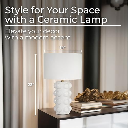 Sagebrook Home Ceramic 22" Bubble Table Lamp, White - color: White, size: 22.0" H