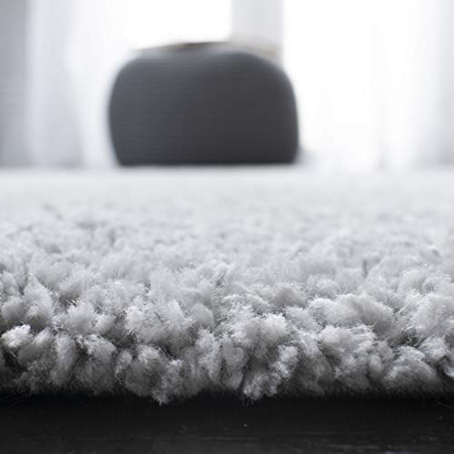 SAFAVIEH August Shag Collection Accent Rug - 2'3" x 4', Silver, Solid Design, Non-Shedding & Easy Care, 1.2-inch Thick Ideal for High Traffic Areas in Entryway, Living Room, Bedroom (AUG900G) - color: Silver, size: 2'3" x 4' (Rectangular)