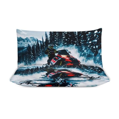 3 Piece Cool Snowmobile Bedding Set - Ultra Soft Fabric & Double-Sided Print, Breathable Comforter Set with 1 Quilt Cover & 2 Pillowcases for Home Hotel, 86"x70" - size: 86"x70"