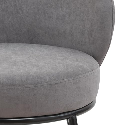 GDFStudio 27" Modern Accent Chair, Comfy Lounge Chair, Velvet Upholstered Chair, Mid Century Modern Armchair with Metal Legs, Solid Wood Frame, Cushion Barrel Side Chair for Living Room Bedroom, Gray - color: Gray + Velvet