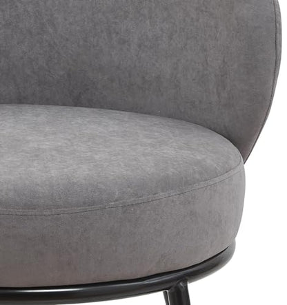 GDFStudio 27" Modern Accent Chair, Comfy Lounge Chair, Velvet Upholstered Chair, Mid Century Modern Armchair with Metal Legs, Solid Wood Frame, Cushion Barrel Side Chair for Living Room Bedroom, Gray - color: Gray + Velvet
