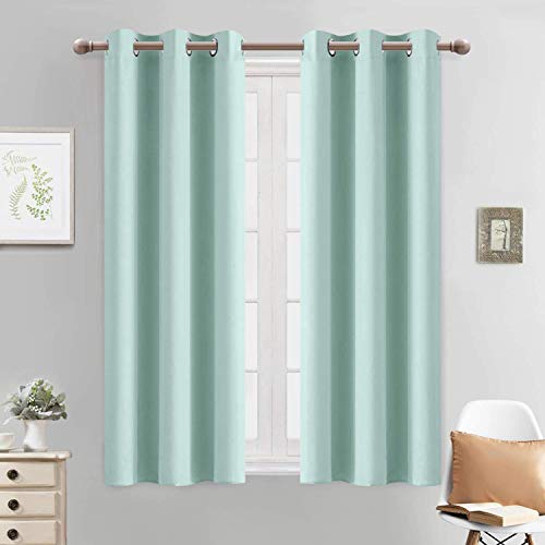 Yakamok Blackout Curtains 38x54 inch Aqua Thermal Drapes-Bedroom | 2 panels,room darkening,thermal insulated,noise reducing,privacy protection,grommet window treatment,living room study dining - color: Aqua, size: 38"W x 54"L (Pack of 2)