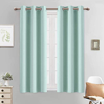 Yakamok Blackout Curtains 38x54 inch Aqua Thermal Drapes-Bedroom | 2 panels,room darkening,thermal insulated,noise reducing,privacy protection,grommet window treatment,living room study dining - color: Aqua, size: 38"W x 54"L (Pack of 2)