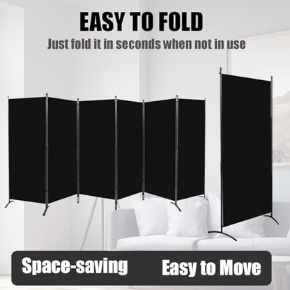 Room Divider-Folding Privacy Screens, 6 ft Partition Room Dividers Wall for Separation, Home, Office, Classroom, Studio (Black, 6 Panel) - color: Black, size: 6 Panel