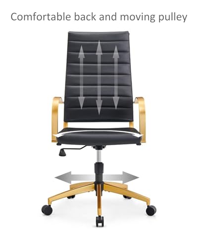 lux Modern Desk Chairs with Wheels and arms Ergo Chairs high Back Chair Computer Leather Modern Chair Leather Office Executive Chair (GD-Black) - color: Gd-black
