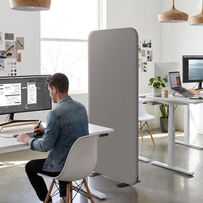 DECOLAB Standing Wall Room Dividers, Portable Partition, 29"x65", Sterling | Room Separation. For Studio, Home Office, Bedroom, Classroom, Healthcare. Scratch Resistance. No Drill. - color: Sterling
