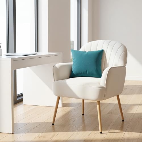 Velvet Accent Chair with Armrest, Modern Curved Back Barrel Chair, Soft Cushion Single Sofa for Living Room Bedroom Office Cafe Beige - color: Beige