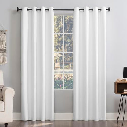 Sun Zero Columbia 2-Pack Thermal Energy Saving 100% Blackout Grommet Curtain Panel Pair, 50" x 84", Dove White - color: White, size: 50"W x 84"L (Pack of 2)