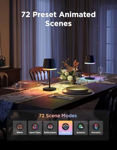 Govee Smart Cordless Table Lamp Classic (No Adapter), RGBIC Desk Lamp | Rechargeable Table Lamp for Living Room, Portable Lamp Works with Matter, Bedside Lamp for Nightlight, 72 Scenes Modes, 500lm
