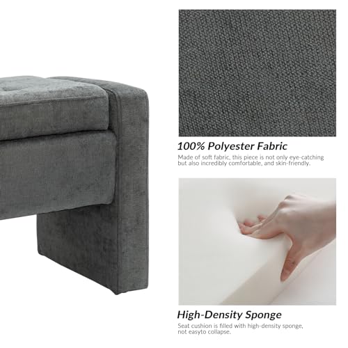 55" Modern Upholstered Storage Bench with Tufted Seat, Fabric Ottoman Bench for Bedroom, Entryway, or Living Room, Soft Close Hinge,Charcoal - color: Charcoal