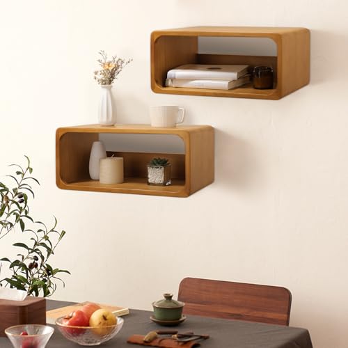 Floating Nightstand, Wall Mounted Bedside Shelf, Handmade Bedroom Furniture,Pine Wood Floating Bedside Table, Minimalist and Unique Style 18”x 10”x 7.5” Walnut - color: Walnut