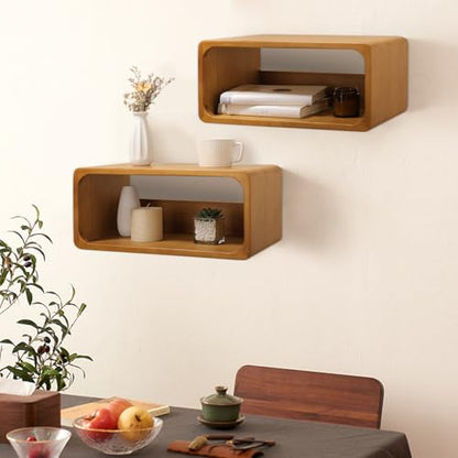 Floating Nightstand, Wall Mounted Bedside Shelf, Handmade Bedroom Furniture,Pine Wood Floating Bedside Table, Minimalist and Unique Style 18”x 10”x 7.5” Walnut - color: Walnut