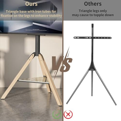 Floor TV Stand for 40-75 Inch TVs, Corner TV Stand | Tripod TV Stand with Sintered Stone Shelving,Swivel, Holds up to 88Lbs,Max VESA 600x400mm,VC-Z1618.