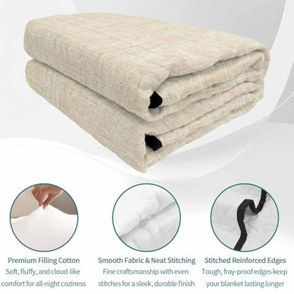 Twin XL Quilt Bedding Set, Minimalist Beige Aesthetic Soft Microfiber Summer Bedspread Coverlet with 2 Pillow Shams for All Season, Retro Linen Textured Breathable Bedding Set for Hot Sleepers - size: Twin XL
