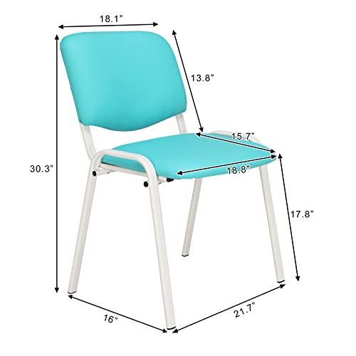 VINGLI 5-Pack Waiting Room Chairs, Stackable Chair for Office, Pu-Blue | Stacking Chairs, Armless Church Chairs, Space-saving, Guest & Reception, Office Lobby, Business Hall - color: Pu-blue, size: 5-pack