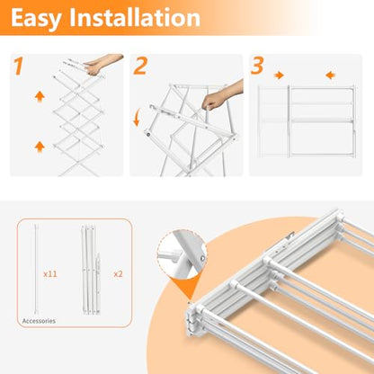 3-Tier Clothes Drying Rack Drying Rack Clothing Pure White-1pack | for Laundry - 40" x 28.8" x 14.2", Space Saving Foldable Household Indoor&Outdoor - color: Pure White