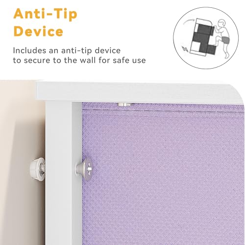 DWVO Dresser with 4 Drawers, Purple | Storage Tower Unit, Kids Dresser for Bedroom, Living Room, Closets, Sturdy Steel Frame, Wooden Top & Easy Pull Fabric Bins - color: Purple, style: 4-Drawer