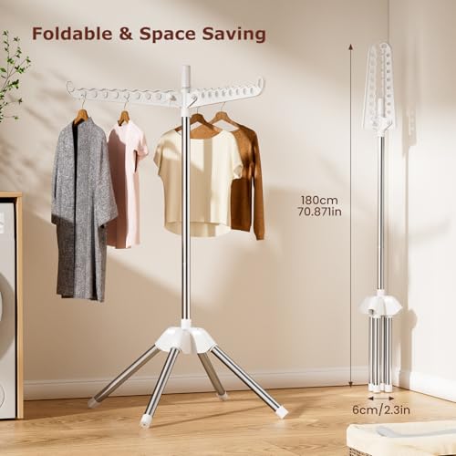 Foldable Clothes Drying Rack, Rotatable Free Standing drying rack , 1 Layer | 360°rotatable foldable clothes drying rack, space-saving 1tier drying rack clothing for indoor balcony use to air-dry clothes - size: 1 tier