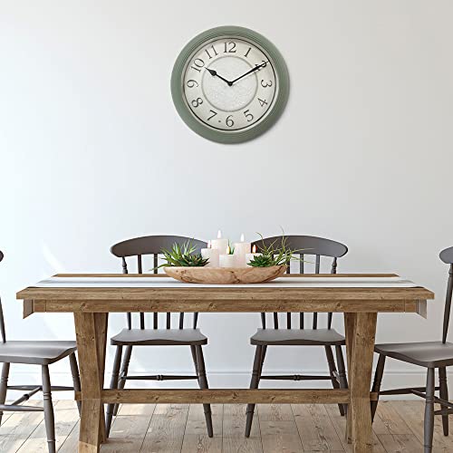 12.6" Illuminated Farmhouse Wall Clock | Silent Battery-Operated Night Light Wall Clock, Smart LED Sensor, Living Room, Kitchen, Bath, Sage Green - color: Sage Green, size: 12.6"