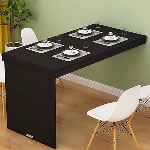Wall-Mounted Folding Dining Table & Desk - Space-Saving Floating Desk for Home OfficeModern Black DesignMulti-Functional Use in Dining Room & Living Room (80x50cm/31) - color: Black B, size: 80*50cm/31*20IN