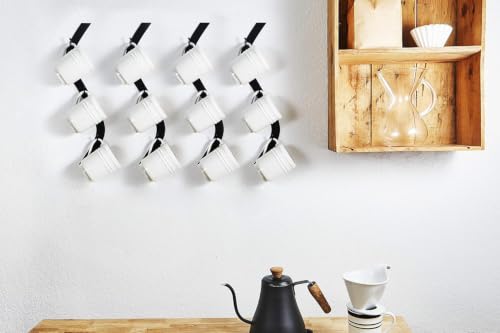 Coffee Mug Wall Rack - Metal Mug Racks for Wall - Unique S Curve Design - Coffee Cup Hanging Holder - Teacup and Mason Jar Hanger Display Holder - style: Curved