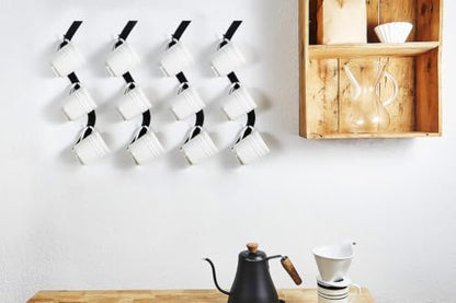 Coffee Mug Wall Rack - Metal Mug Racks for Wall - Unique S Curve Design - Coffee Cup Hanging Holder - Teacup and Mason Jar Hanger Display Holder - style: Curved