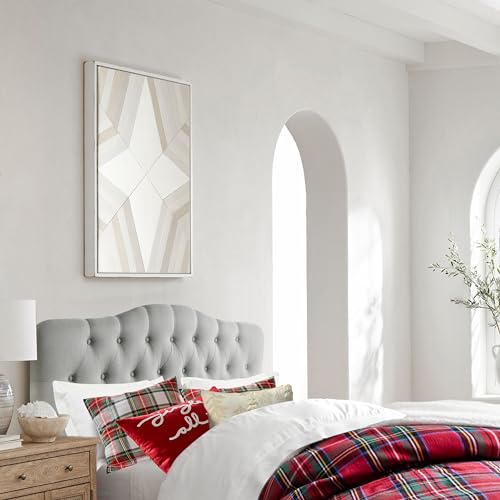 Rosevera Givanna Adjustable Height Headboard with Linen Upholstery and Button Tufting for Bedroom, Queen, Light Gray - color: Light Gray, size: Queen