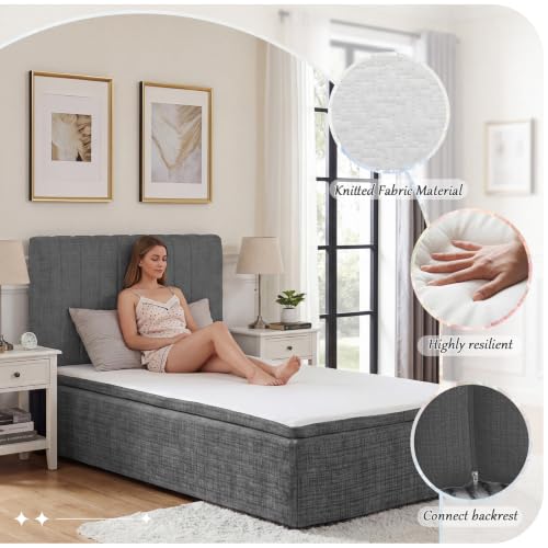 Twin Compression Bed Boneless Bed Frame with Mattress and Headboard - color: Grey, size: Twin