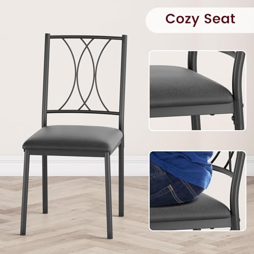 CABIHOME Dining Table Set - 5 Piece Rectangle Kitchen Table with 4 Upholstered Chairs, Perfect for Small Spaces & Apartments - Retro Gray - color: Retro Gray, size: Table with 4 Upholstered Chairs