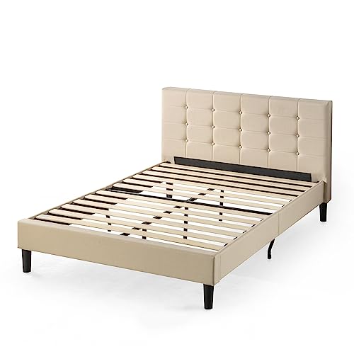 ZINUS Ibidun Upholstered Platform Bed Frame, Mattress Foundation, Wood Slat Support, No Box Spring Needed, Easy Assembly, King, Beige - color: Beige, size: King, style: Original Box