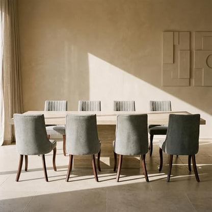 Upholstered Dining Chairs Set of 8, High Back Side Chairs for Kitchen and Dining Room, Mid-Century Modern Fabric Seating with Solid Wood Legs, Grey - color: Grey, size: Set of 8