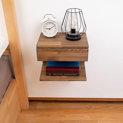 Floating Nightstand Side Accent or End Table with Storage Drawer, Wood Bedside Shelf, Handmade Floating Table, Nightstand Shelf (Vancouver) - color: Vancouver