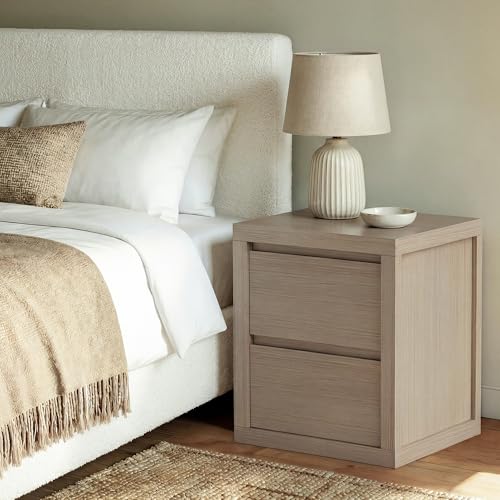 Nightstand with 2 Drawers, Modern Bedside Table with Handless Design, Wood End Table with Thickened Design, Night Stand for Bedroom, Light Grey Oak - color: Light Grey Oak