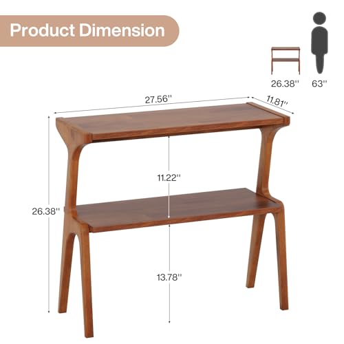 Solid Wood End Table | 2-Tier Side Table with Storage Shelf, Bedside Table for Sofa, Living Room, Bedroom, Small Space, Easy Assembly, Cherry - color: Cherry