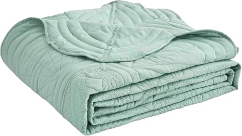 DaisyHuang Bedspread - Full Size Bedding Cover - Modern & Contemporary Coverlet Set, Real Stitching, Reversible, Lightweight, 5 Piece, Seaglass - color: Seaglass, size: Full(96"x110")