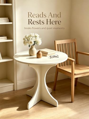 24in Large White Round Side Table, Modern Minimalist Accent End Table with Curved Tripod Base, Compact Sofa Side Table, Easy Assembly Coffee Table for Living Room Bedroom Balcony - color: 24in-white