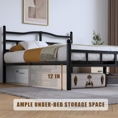 SHOANED 14 Inch Metal Bed Frame - Full Size Heavy Duty Bedframe with Headboard & Footboard Black Basic Steel Slats Platform No Box Spring Needed/Easy Assembly/Noise Free - size: Full, style: 14 Inch with Footboard