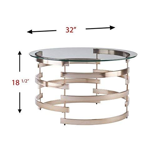 SEI Furniture Belmar Contemporary Round Glass Top Coffee Table, Champagne