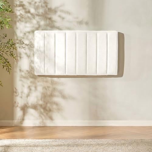 Nestl Upholstered Twin Headboard - Easy Assemble Channel Stitched Headboard Twin Size - Wall Mounted Headboards with 3D Soundproof Wall Panels Peel & Stick Floating Headboards, Off White - color: 01-off White, size: Twin
