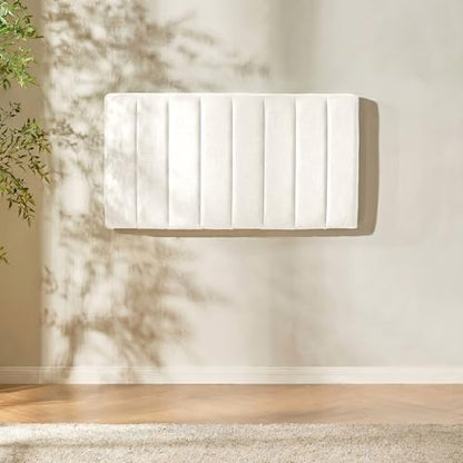 Nestl Upholstered Twin Headboard - Easy Assemble Channel Stitched Headboard Twin Size - Wall Mounted Headboards with 3D Soundproof Wall Panels Peel & Stick Floating Headboards, Off White - color: 01-off White, size: Twin