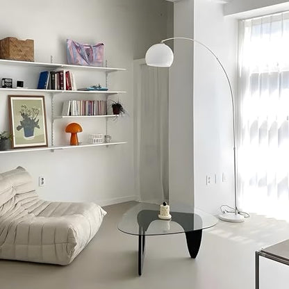 Mid Century Modern White Arc Floor Lamp for Living Room and Bedroom | 9.84 In Globe Acrylic Lampshade,Marble Base,59-70 In Adjustable Height,3000K Warm Light,Foot Switch Control,Couch Lamp - color: White-Acrylic