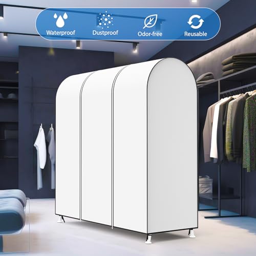 Zilink Garment Rack Cover Garment Bags Protector Wardrobe Cover 60in, White | Dustproof, Breathable, 2 Durable Zippers, Clothes Rack Cover for Garment Rack (Rack Not Included) - size: 60"L x 20"W x 60"H - White