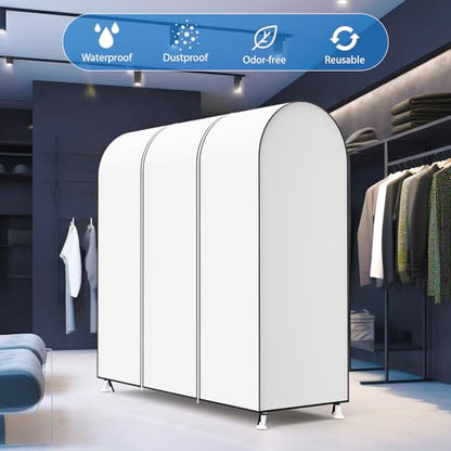Zilink Garment Rack Cover Garment Bags Protector Wardrobe Cover 60in, White | Dustproof, Breathable, 2 Durable Zippers, Clothes Rack Cover for Garment Rack (Rack Not Included) - size: 60"L x 20"W x 60"H - White