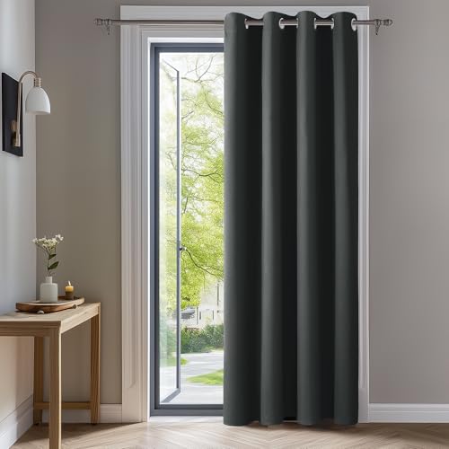 Deconovo Blackout Curtain for Living Room 63 Inches Long, Door Curtain | Closet Drape 1 Panel, Room Darkening, Thermal Insulated, Grommet, Window Drape, for Bedroom Closet, Dark Grey, 52 x 63 Inch - color: Dark Grey, size: 52"W x 63"L (Pack of 1)