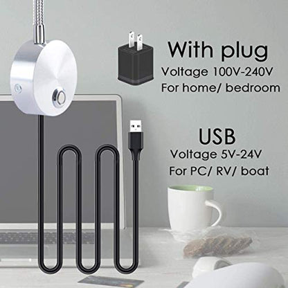 Adust Reading Lights for Books in Bed, Bedside Reading Lamp, RV Boat Reading, DC 5V-240V 3W LED Touch Dimmable Brightness Wall Mount Lamp, Adjustable Colour Temperature, 3000k, 4000k, 6000k(Black) - size: Black (1-Pack)