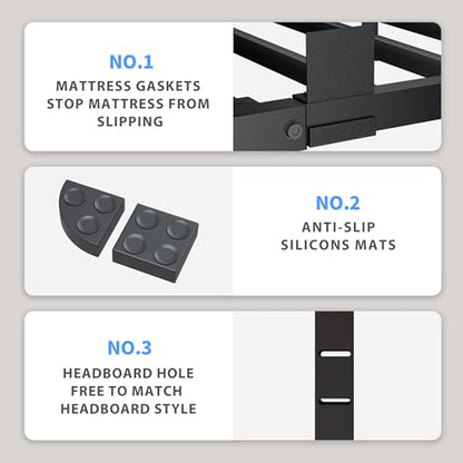VIPSHOW 18 Inch Full Bed Frame with Round Corners No Box Spring Needed | 3500lbs Heavy Duty, Under bed storage, 4 mattress stoppers, Headboard holes, Noise-free, Easy assembly & rubber covers - size: Full, style: 18 Inch