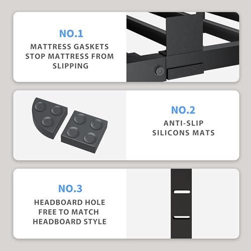 VIPSHOW 14 Inch Full Bed Frame with Round Corners No Box Spring Needed | 3500lbs Heavy Duty, Under bed storage, 4 mattress stoppers, Headboard holes, Noise-free, Easy assembly & rubber covers - size: Full, style: 14 Inch